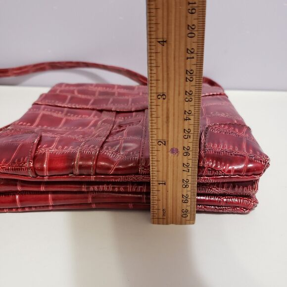 Purse Crossbody Hipster Red Vinyl 7"×6.5"×1.5" - Picture 5 of 9